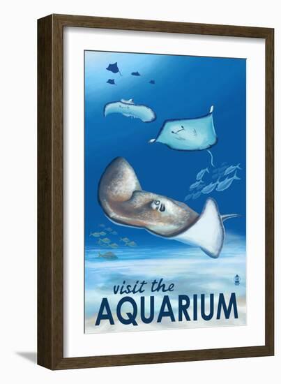 Rays - Visit the Aquarium-Lantern Press-Framed Premium Giclee Print