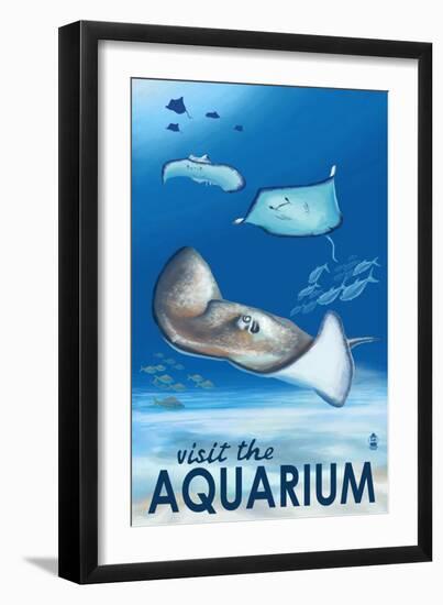 Rays - Visit the Aquarium-Lantern Press-Framed Premium Giclee Print