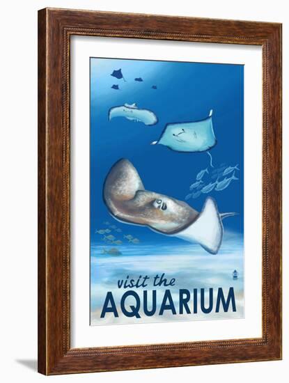 Rays - Visit the Aquarium-Lantern Press-Framed Art Print