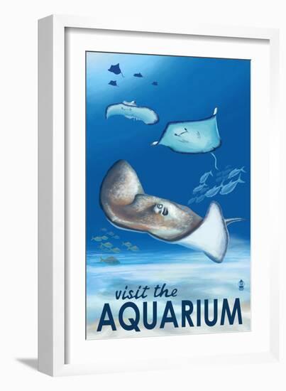 Rays - Visit the Aquarium-Lantern Press-Framed Art Print