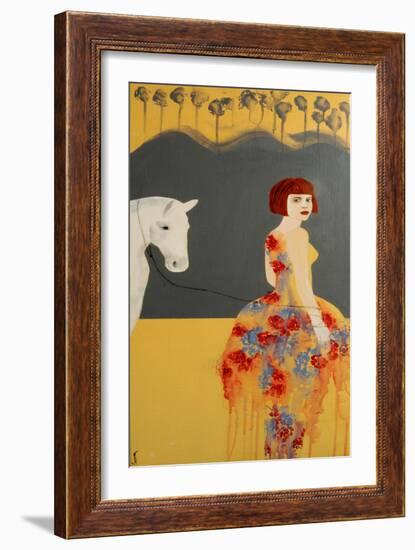 Rd Head with White Horse and Renaissance Tree Line, 2016-Susan Adams-Framed Giclee Print