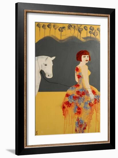 Rd Head with White Horse and Renaissance Tree Line, 2016-Susan Adams-Framed Giclee Print