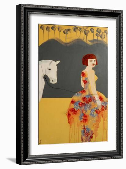 Rd Head with White Horse and Renaissance Tree Line, 2016-Susan Adams-Framed Giclee Print