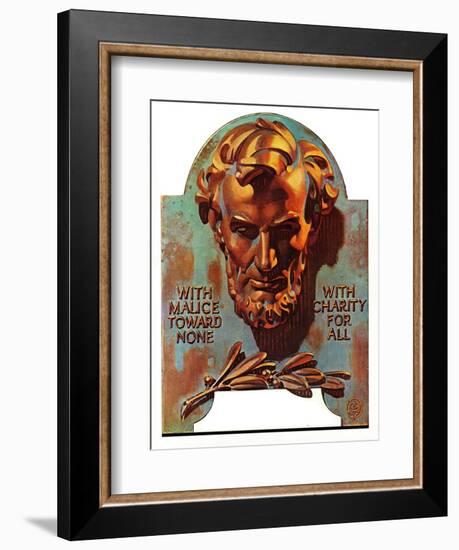 "Re -print of "Bronze Lincoln"," February 1, 1976-Joseph Christian Leyendecker-Framed Giclee Print