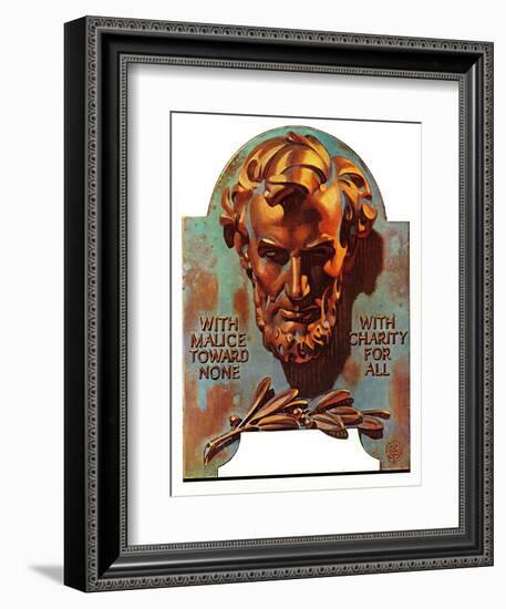 "Re -print of "Bronze Lincoln"," February 1, 1976-Joseph Christian Leyendecker-Framed Giclee Print