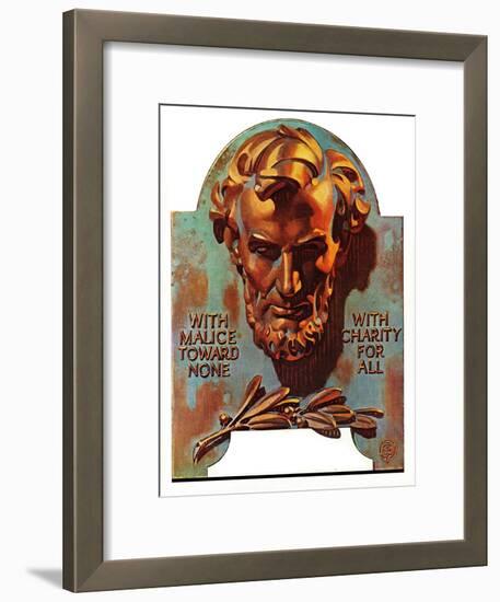 "Re -print of "Bronze Lincoln"," February 1, 1976-Joseph Christian Leyendecker-Framed Giclee Print