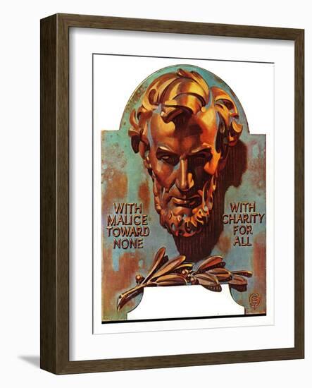 "Re -print of "Bronze Lincoln"," February 1, 1976-Joseph Christian Leyendecker-Framed Giclee Print