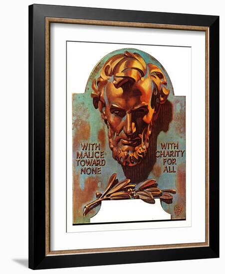 "Re -print of "Bronze Lincoln"," February 1, 1976-Joseph Christian Leyendecker-Framed Giclee Print