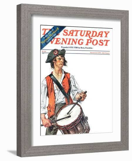 "Re-print of "Colonial Drummer"," Saturday Evening Post Cover, July/Aug 1976-Joseph Christian Leyendecker-Framed Giclee Print