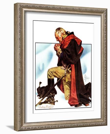 "Re-print of "George Washington at Valley Forge"," November 1, 1975-Joseph Christian Leyendecker-Framed Giclee Print