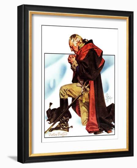 "Re-print of "George Washington at Valley Forge"," November 1, 1975-Joseph Christian Leyendecker-Framed Giclee Print