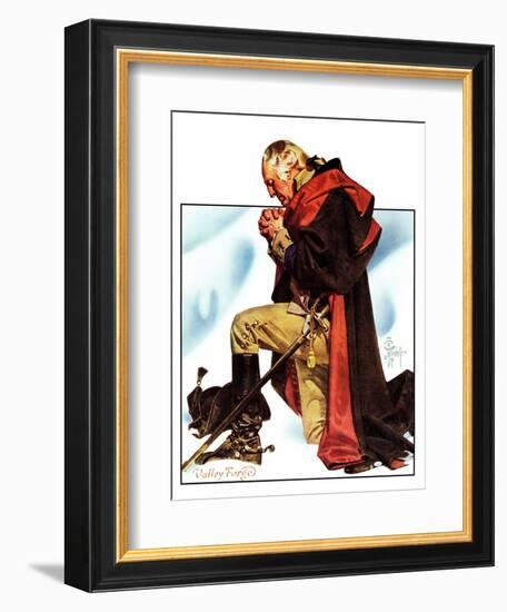 "Re-print of "George Washington at Valley Forge"," November 1, 1975-Joseph Christian Leyendecker-Framed Giclee Print