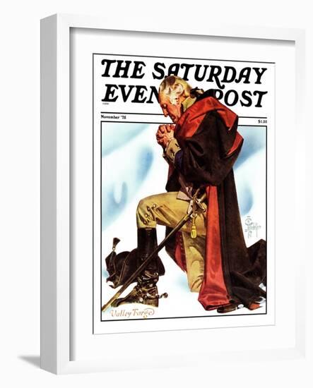 "Re-print of "George Washington at Valley Forge"," Saturday Evening Post Cover, November 1, 1975-Joseph Christian Leyendecker-Framed Giclee Print