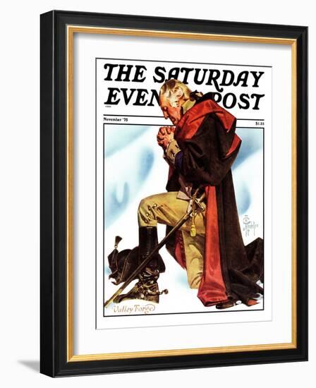 "Re-print of "George Washington at Valley Forge"," Saturday Evening Post Cover, November 1, 1975-Joseph Christian Leyendecker-Framed Giclee Print