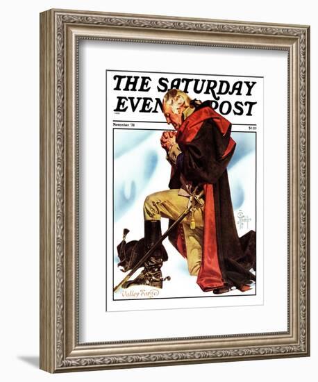 "Re-print of "George Washington at Valley Forge"," Saturday Evening Post Cover, November 1, 1975-Joseph Christian Leyendecker-Framed Giclee Print