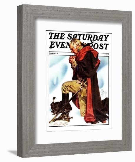 "Re-print of "George Washington at Valley Forge"," Saturday Evening Post Cover, November 1, 1975-Joseph Christian Leyendecker-Framed Giclee Print