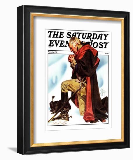 "Re-print of "George Washington at Valley Forge"," Saturday Evening Post Cover, November 1, 1975-Joseph Christian Leyendecker-Framed Giclee Print