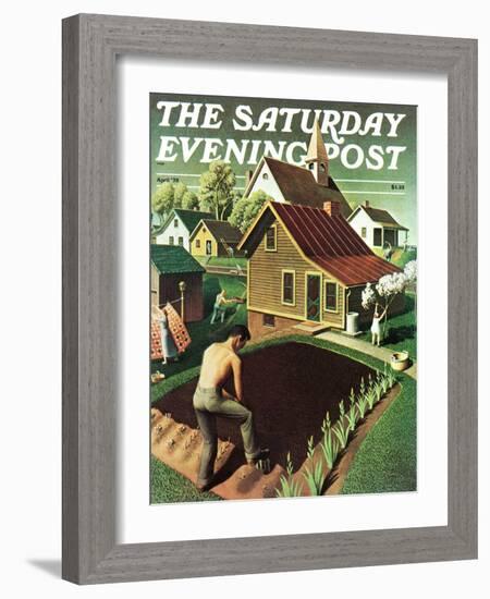 "Re print of "Spring 1942"," Saturday Evening Post Cover, April 18, 1942-Grant Wood-Framed Giclee Print