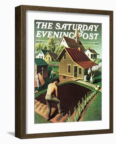 "Re print of "Spring 1942"," Saturday Evening Post Cover, April 18, 1942-Grant Wood-Framed Giclee Print