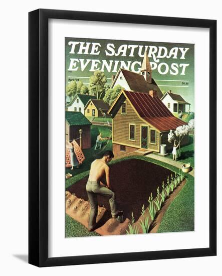 "Re print of "Spring 1942"," Saturday Evening Post Cover, April 18, 1942-Grant Wood-Framed Giclee Print