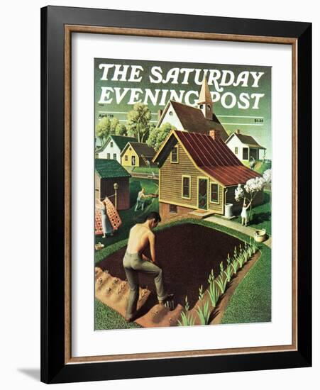 "Re print of "Spring 1942"," Saturday Evening Post Cover, April 18, 1942-Grant Wood-Framed Giclee Print