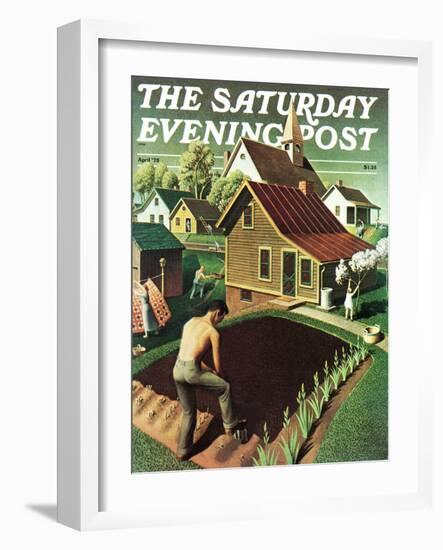 "Re print of "Spring 1942"," Saturday Evening Post Cover, April 18, 1942-Grant Wood-Framed Giclee Print