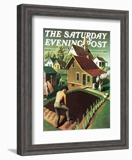 "Re print of "Spring 1942"," Saturday Evening Post Cover, April 18, 1942-Grant Wood-Framed Giclee Print