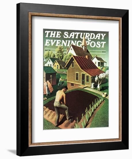 "Re print of "Spring 1942"," Saturday Evening Post Cover, April 18, 1942-Grant Wood-Framed Giclee Print