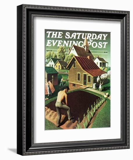 "Re print of "Spring 1942"," Saturday Evening Post Cover, April 18, 1942-Grant Wood-Framed Giclee Print