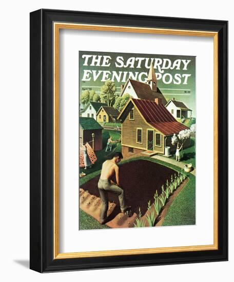 "Re print of "Spring 1942"," Saturday Evening Post Cover, April 18, 1942-Grant Wood-Framed Giclee Print