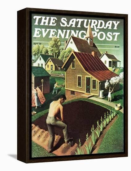 "Re print of "Spring 1942"," Saturday Evening Post Cover, April 18, 1942-Grant Wood-Framed Premier Image Canvas