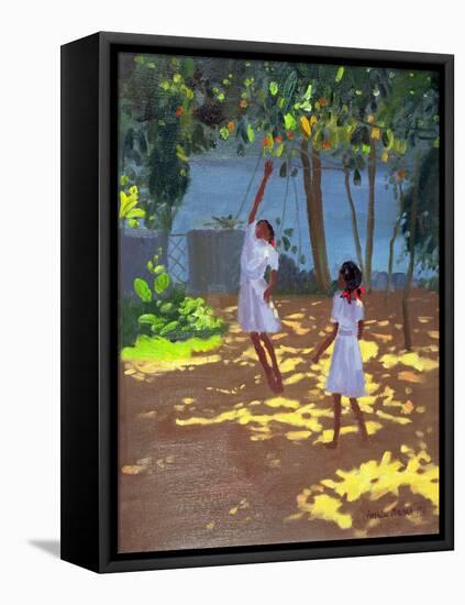 Reaching for Oranges, Bentota, Sri Lanka, 1998-Andrew Macara-Framed Premier Image Canvas