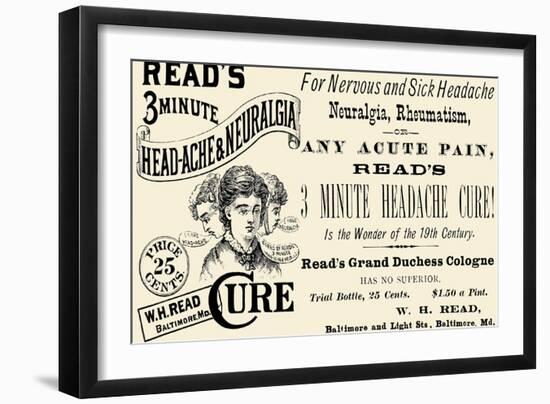 Read's 3 Minute Head-Ache and Neuralgia Cure-null-Framed Art Print