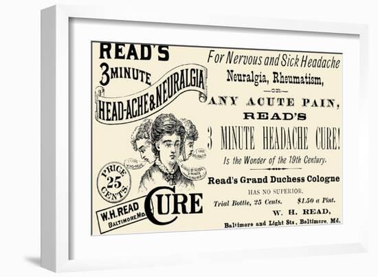 Read's 3 Minute Head-Ache and Neuralgia Cure-null-Framed Art Print