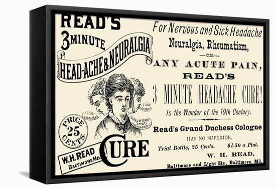 Read's 3 Minute Head-Ache and Neuralgia Cure-null-Framed Stretched Canvas