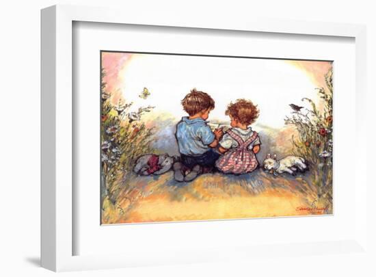 Reading - Alfie Illustrated Print-Shirley Hughes-Framed Giclee Print