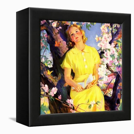 "Reading Among the Blossoms,"May 1, 1936-null-Framed Premier Image Canvas