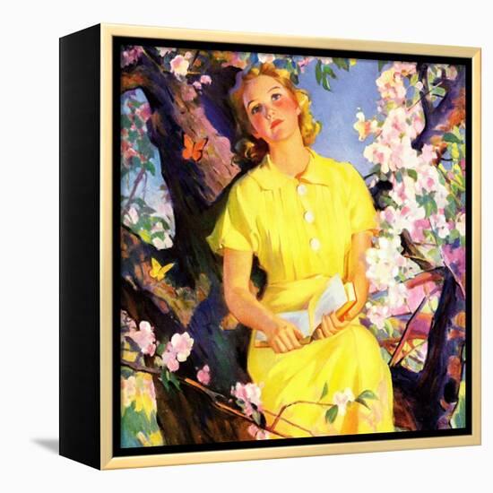 "Reading Among the Blossoms,"May 1, 1936-null-Framed Premier Image Canvas