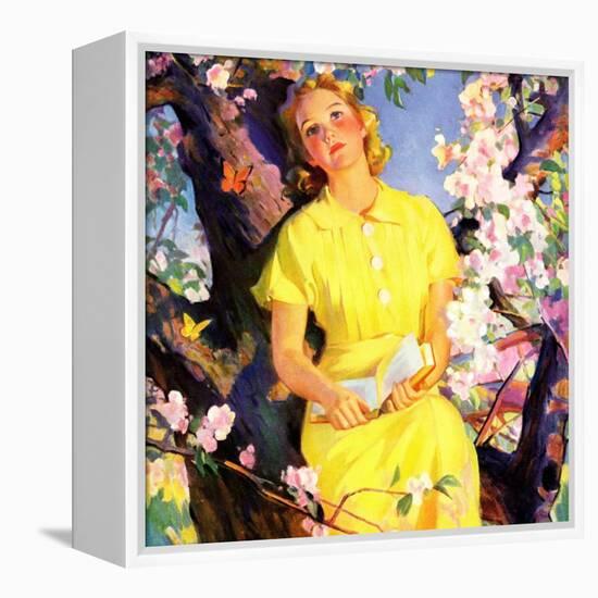 "Reading Among the Blossoms,"May 1, 1936-null-Framed Premier Image Canvas