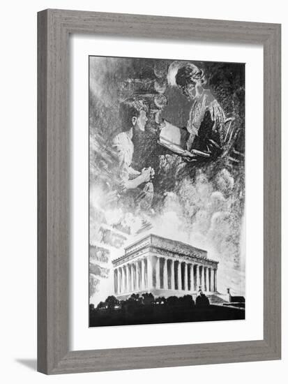 Reading at Night-null-Framed Giclee Print