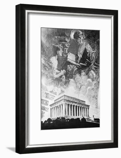 Reading at Night-null-Framed Giclee Print