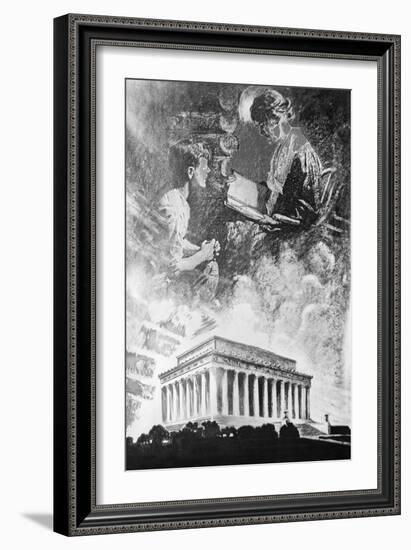 Reading at Night-null-Framed Giclee Print