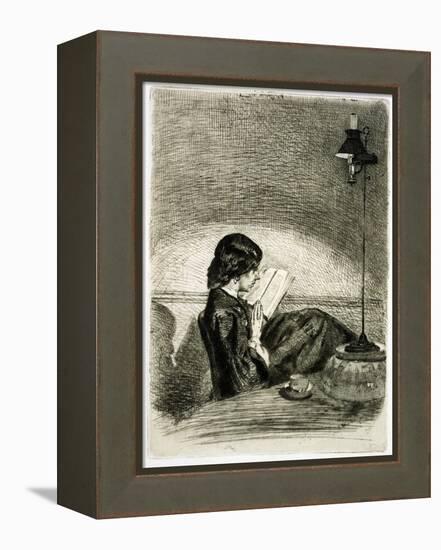 Reading by Lamplight, 1858-James Abbott McNeill Whistler-Framed Premier Image Canvas