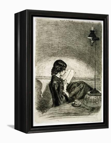 Reading by Lamplight, 1858-James Abbott McNeill Whistler-Framed Premier Image Canvas