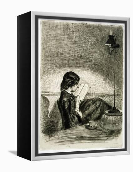 Reading by Lamplight, 1858-James Abbott McNeill Whistler-Framed Premier Image Canvas