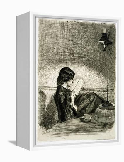 Reading by Lamplight, 1858-James Abbott McNeill Whistler-Framed Premier Image Canvas