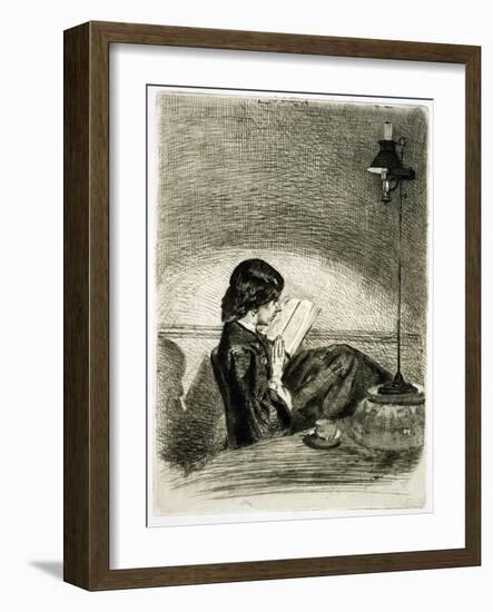 Reading by Lamplight, 1858-James Abbott McNeill Whistler-Framed Giclee Print