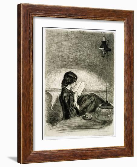 Reading by Lamplight, 1858-James Abbott McNeill Whistler-Framed Giclee Print