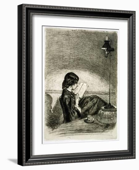 Reading by Lamplight, 1858-James Abbott McNeill Whistler-Framed Giclee Print