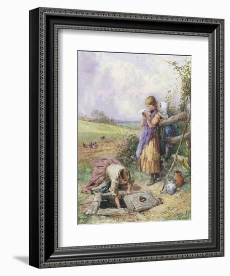 Reading by the Well-Myles Birket Foster-Framed Giclee Print